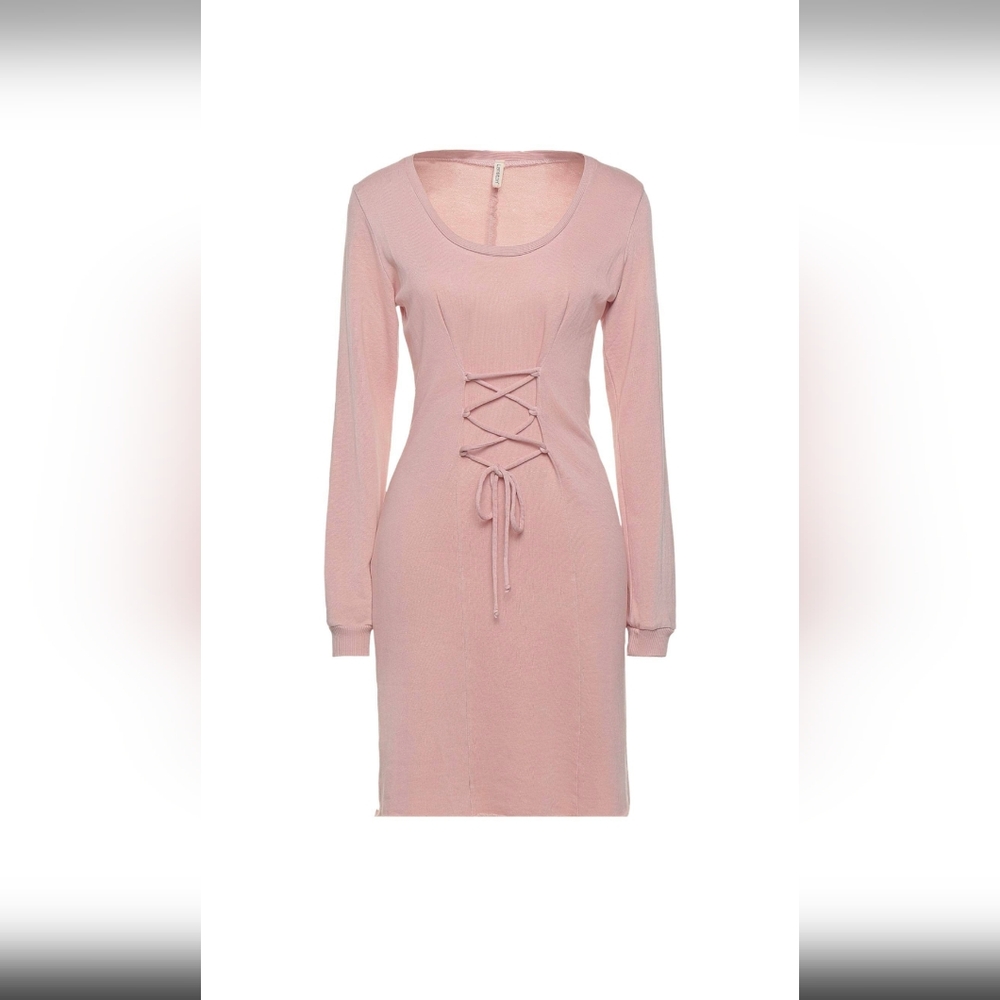 Langston Blush Long Sleeve Corset Style French Terry Dress